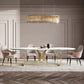 Nordic Glam Style Rectangle Sintered Stone Table Set 1/4/5/7 Pieces Dining Set 5 Pieces: Table, 4 Pink Chairs Clearhalo 'Dining Room Sets' 'Dining Tables & Seating' 'dining_room_set' 'furn' 'furn_dining_room_set' 'Furniture' 'Kitchen & Dining Furniture' 5812201