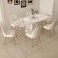 Juego de comedor Glam de piedra sinterizada, rectangular, 1/4/5/7 piezas, con base de pedestal