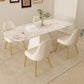 Juego de comedor Glam de piedra sinterizada, rectangular, 1/4/5/7 piezas, con base de pedestal