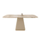 Juego de comedor Glam de piedra sinterizada, rectangular, 1/4/5/7 piezas, con base de pedestal