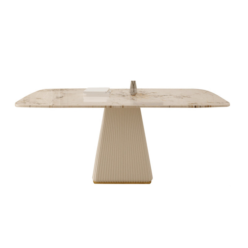 Juego de comedor Glam de piedra sinterizada, rectangular, 1/4/5/7 piezas, con base de pedestal
