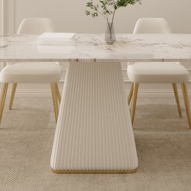 Juego de comedor Glam de piedra sinterizada, rectangular, 1/4/5/7 piezas, con base de pedestal