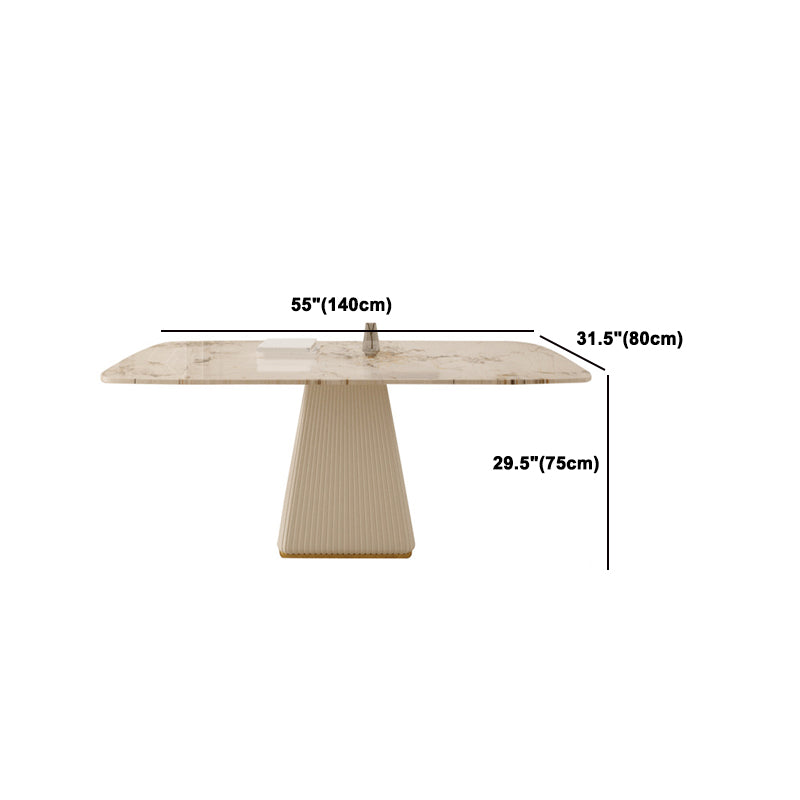 Juego de comedor Glam de piedra sinterizada, rectangular, 1/4/5/7 piezas, con base de pedestal