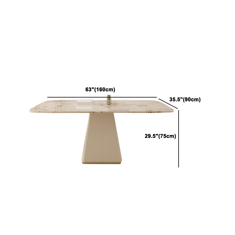 Juego de comedor Glam de piedra sinterizada, rectangular, 1/4/5/7 piezas, con base de pedestal