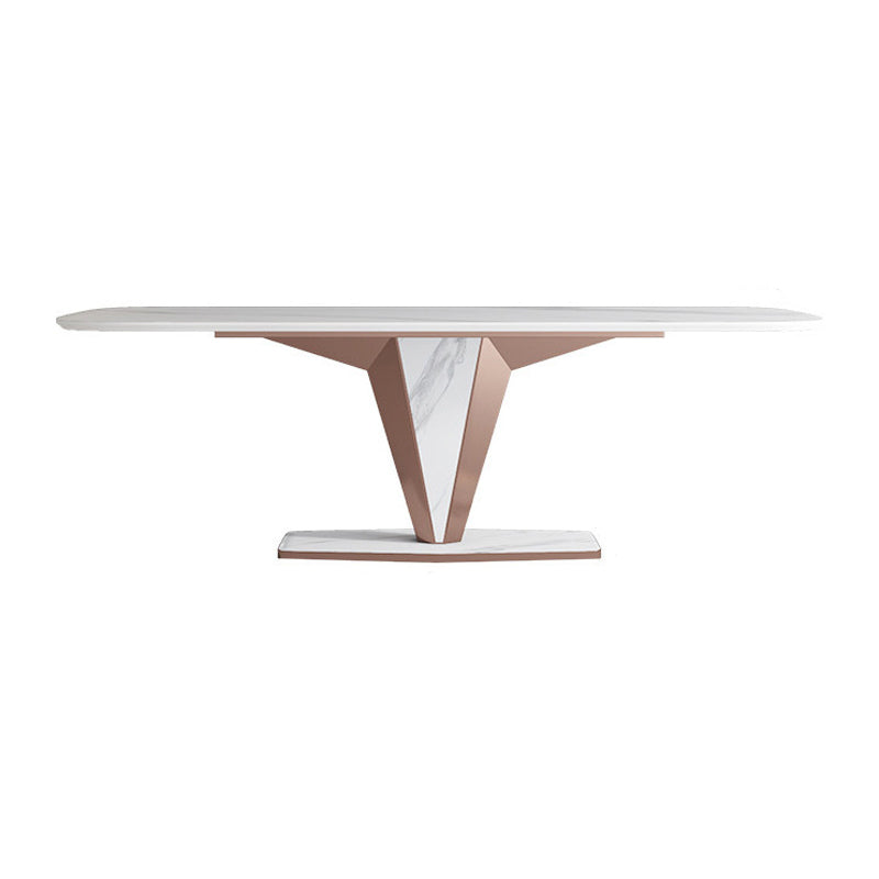 Modern Sintered Stone Dining Table Set 1/2/3/5/7 Pieces Dining Set with Pedestal Base Clearhalo 'Dining Room Sets' 'Dining Tables & Seating' 'dining_room_set' 'furn' 'furn_dining_room_set' 'Furniture' 'Kitchen & Dining Furniture' 5812249