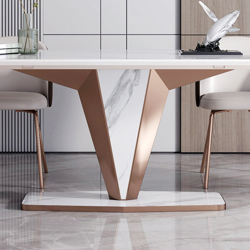 Modern Sintered Stone Dining Table Set 1/2/3/5/7 Pieces Dining Set with Pedestal Base Clearhalo 'Dining Room Sets' 'Dining Tables & Seating' 'dining_room_set' 'furn' 'furn_dining_room_set' 'Furniture' 'Kitchen & Dining Furniture' 5812251