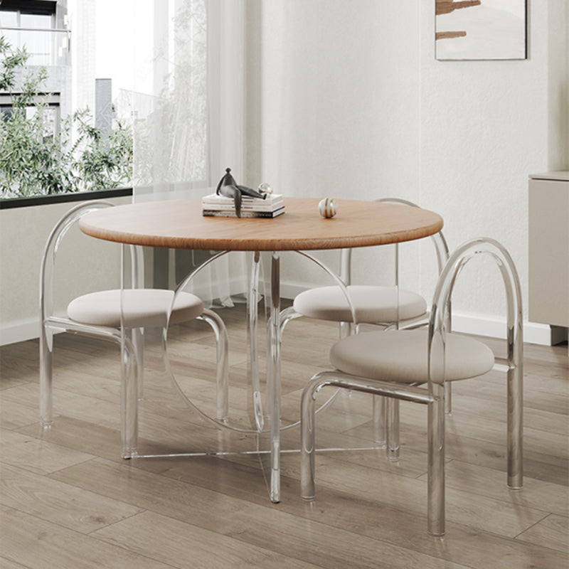 Round Dining Table Set 1/2/3/4 Pcs Acrylic Base Table and Chairs 4 Pieces: Table, 3 Chairs Clearhalo 'Dining Room Sets' 'Dining Tables & Seating' 'dining_room_set' 'furn' 'furn_dining_room_set' 'Furniture' 'Kitchen & Dining Furniture' 5812259