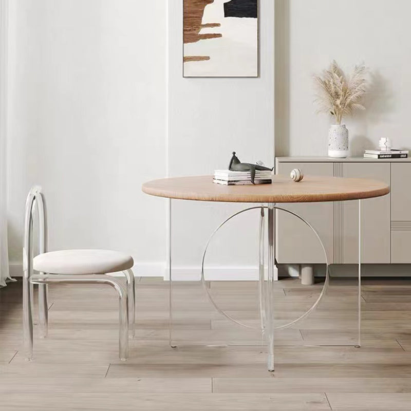Round Dining Table Set 1/2/3/4 Pcs Acrylic Base Table and Chairs 2 Pieces: Table, 1 Chair Clearhalo 'Dining Room Sets' 'Dining Tables & Seating' 'dining_room_set' 'furn' 'furn_dining_room_set' 'Furniture' 'Kitchen & Dining Furniture' 5812262