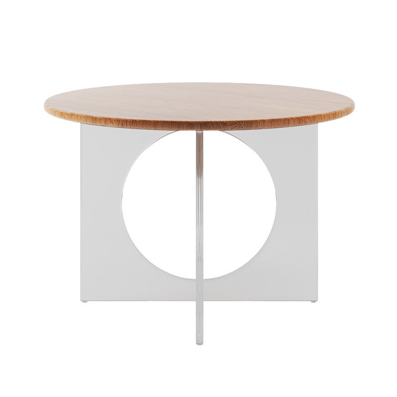 Round Dining Table Set 1/2/3/4 Pcs Acrylic Base Table and Chairs Wood 47"L x 47"W Clearhalo 'Dining Room Sets' 'Dining Tables & Seating' 'dining_room_set' 'furn' 'furn_dining_room_set' 'Furniture' 'Kitchen & Dining Furniture' 5812264