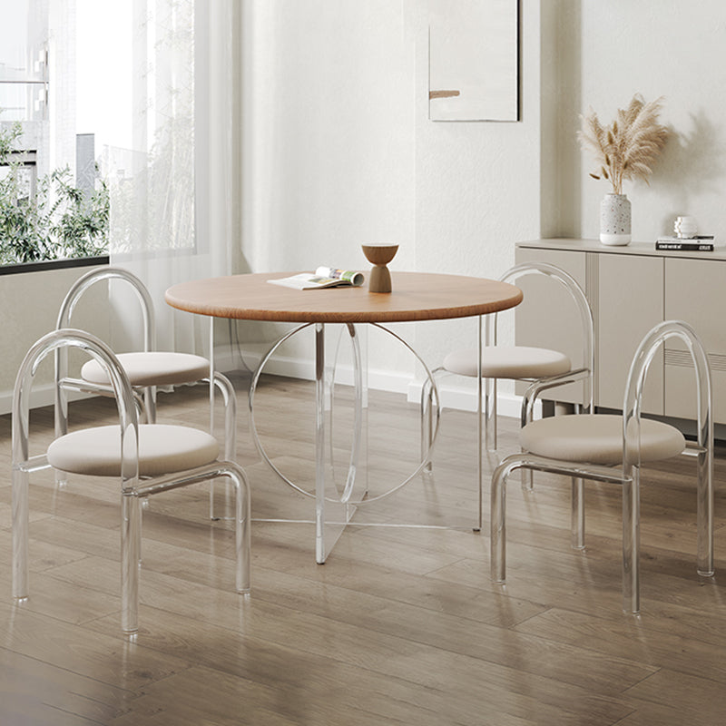 Round Dining Table Set 1/2/3/4 Pcs Acrylic Base Table and Chairs 5 Pieces: Table, 4 Chairs Clearhalo 'Dining Room Sets' 'Dining Tables & Seating' 'dining_room_set' 'furn' 'furn_dining_room_set' 'Furniture' 'Kitchen & Dining Furniture' 5812270