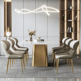 Glam Dining Table Set 1/2/5/7 Pcs Sintered Stone Dining Table with PU Leather Chairs