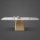 Glam Dining Table Set 1/2/5/7 Pcs Sintered Stone Dining Table with PU Leather Chairs