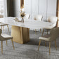 Glam Dining Table Set 1/2/5/7 Pcs Sintered Stone Dining Table with PU Leather Chairs