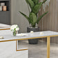 Glam 1/3/5 Pieces Bar Table Set Rectangle Stone Counter Table with High Stools for Kitchen Clearhalo 'Bar Furniture' 'furn' 'furn_home_bar_bar_sets' 'Furniture' 'Home Bars & Bar Sets' 'home_bar_bar_sets' 'Kitchen & Dining Furniture' 5812323
