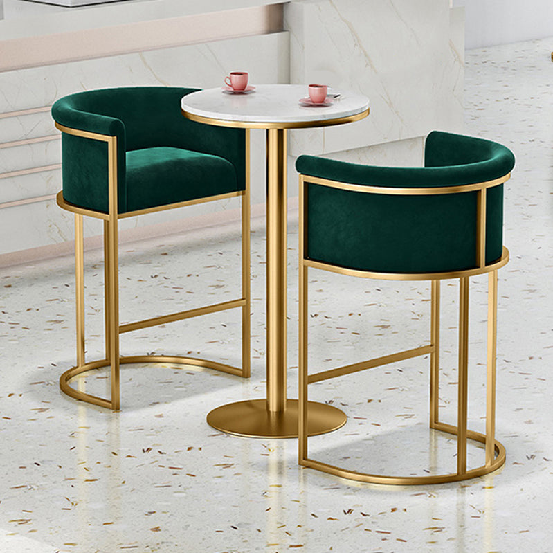 Glam 1/3/5 Pieces Bar Table Set Rectangle Stone Counter Table with High Stools for Kitchen 3 Pieces: Matte White Table, 2 Green Stools Clearhalo 'Bar Furniture' 'furn' 'furn_home_bar_bar_sets' 'Furniture' 'Home Bars & Bar Sets' 'home_bar_bar_sets' 'Kitchen & Dining Furniture' 5812327