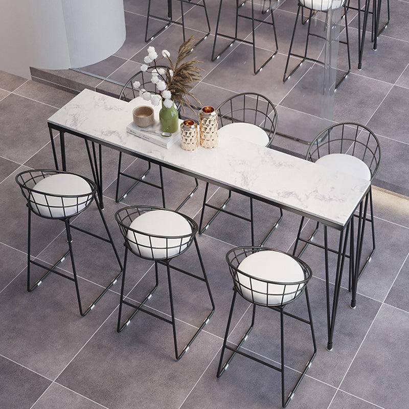 Modern 1/7 Pieces Bar Table Set Rectangle Stone Counter Table with High Stools for Cafe Clearhalo 'Bar Furniture' 'furn' 'furn_home_bar_bar_sets' 'Furniture' 'Home Bars & Bar Sets' 'home_bar_bar_sets' 'Kitchen & Dining Furniture' 5812342
