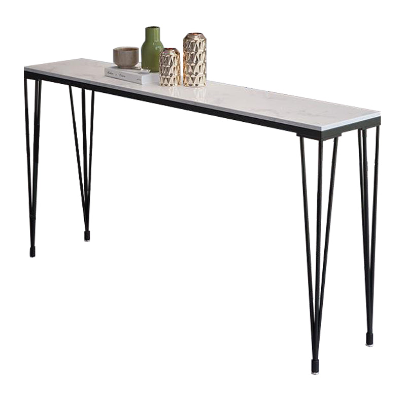 Modern 1/7 Pieces Bar Table Set Rectangle Stone Counter Table with High Stools for Cafe White 118"L x 16"W Clearhalo 'Bar Furniture' 'furn' 'furn_home_bar_bar_sets' 'Furniture' 'Home Bars & Bar Sets' 'home_bar_bar_sets' 'Kitchen & Dining Furniture' 5812345