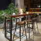 Industrial 1/7 Pieces Bar Table Set Rectangle Wood Counter Table with High Stools for Cafe
