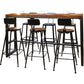 Industrial 1/7 Pieces Bar Table Set Rectangle Wood Counter Table with High Stools for Cafe