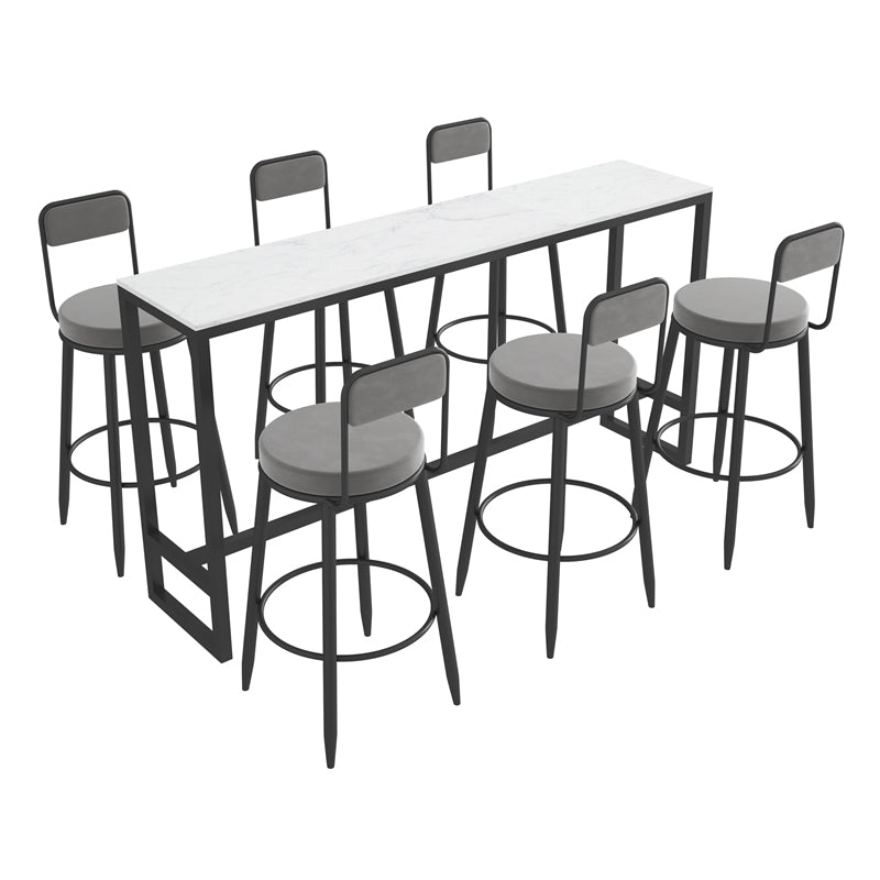 Modern 1/7 Pieces Bar Table Set Rectangle Stone Counter Table with High Stools for Balcony Clearhalo 'Bar Furniture' 'furn' 'furn_home_bar_bar_sets' 'Furniture' 'Home Bars & Bar Sets' 'home_bar_bar_sets' 'Kitchen & Dining Furniture' 5812428