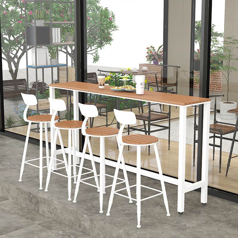 Ensemble de Table de Bar moderne 1/5 pièces, Table de comptoir rectangulaire en bois avec tabourets pour cour