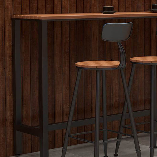 モダンな1/5ピースバーテーブルセット長方形の木材カウンターテーブルは中庭用スツールと