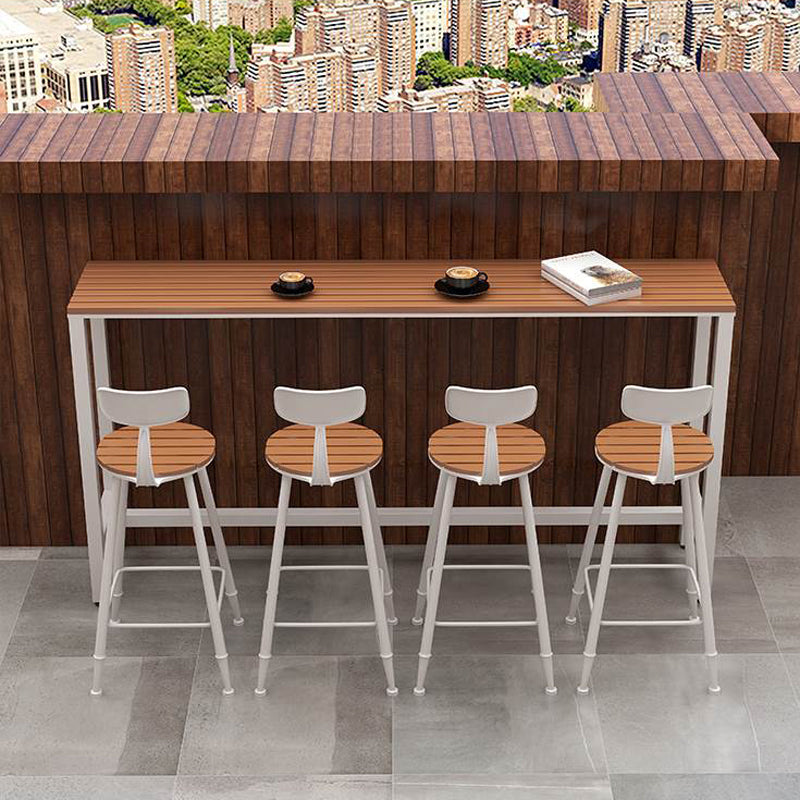 Ensemble de Table de Bar moderne 1/5 pièces, Table de comptoir rectangulaire en bois avec tabourets pour cour