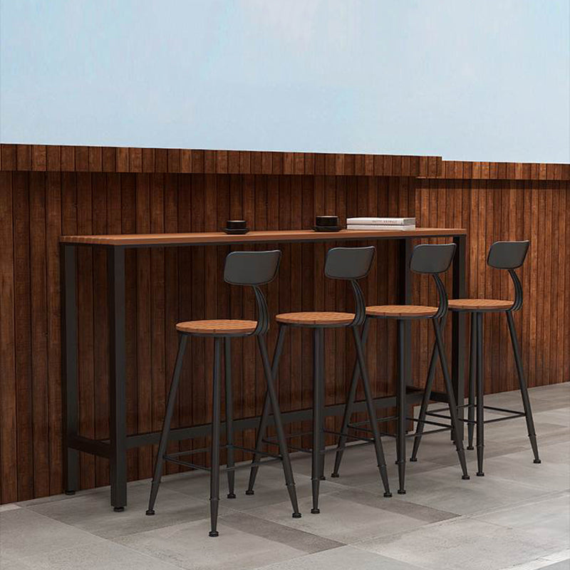 Ensemble de Table de Bar moderne 1/5 pièces, Table de comptoir rectangulaire en bois avec tabourets pour cour