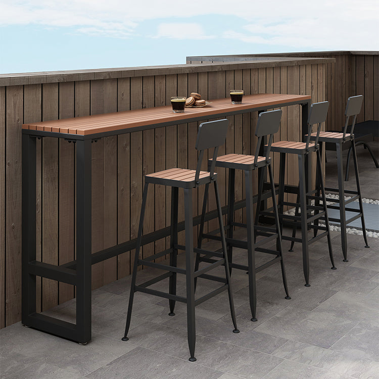Modern 1/5 Pieces Bar Table Set Rectangle Plastic Wood Counter Table for Courtyard Clearhalo 'Bar Furniture' 'furn' 'furn_home_bar_bar_sets' 'Furniture' 'Home Bars & Bar Sets' 'home_bar_bar_sets' 'Kitchen & Dining Furniture' 5812562