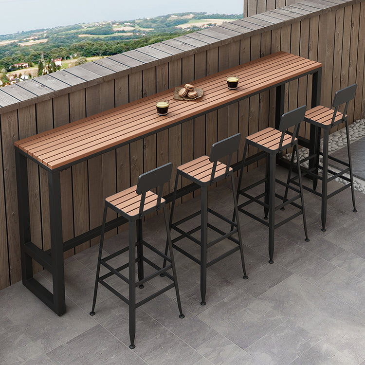 Modern 1/5 Pieces Bar Table Set Rectangle Plastic Wood Counter Table for Courtyard Clearhalo 'Bar Furniture' 'furn' 'furn_home_bar_bar_sets' 'Furniture' 'Home Bars & Bar Sets' 'home_bar_bar_sets' 'Kitchen & Dining Furniture' 5812568