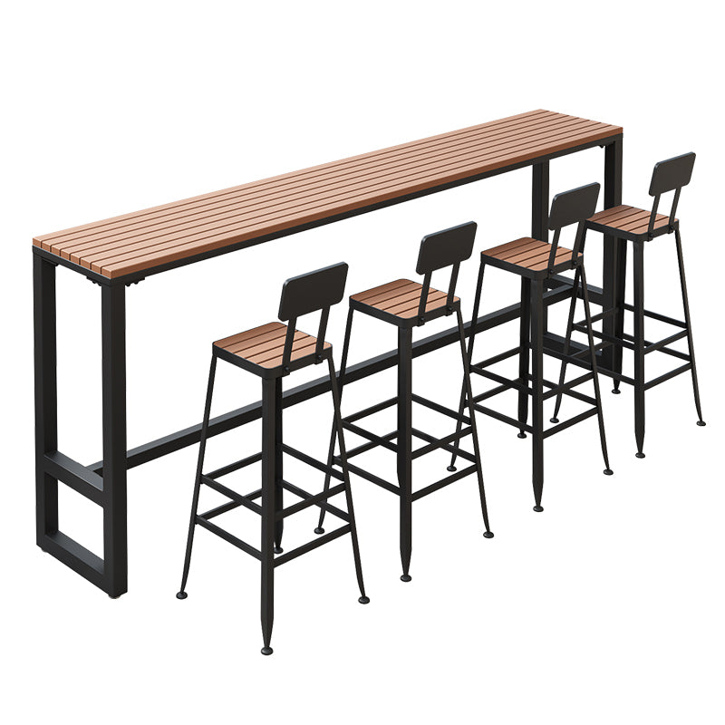 Modern 1/5 Pieces Bar Table Set Rectangle Plastic Wood Counter Table for Courtyard Clearhalo 'Bar Furniture' 'furn' 'furn_home_bar_bar_sets' 'Furniture' 'Home Bars & Bar Sets' 'home_bar_bar_sets' 'Kitchen & Dining Furniture' 5812569