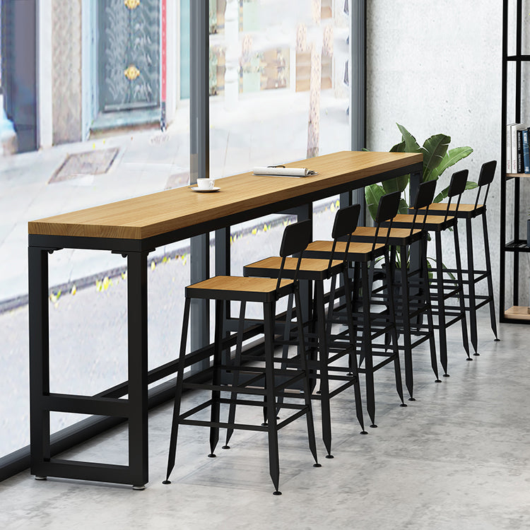 Industrial 1/7/12 Pieces Bar Table Set Rectangle Pine Wood Counter Table with High Stools Clearhalo 'Bar Furniture' 'furn' 'furn_home_bar_bar_sets' 'Furniture' 'Home Bars & Bar Sets' 'home_bar_bar_sets' 'Kitchen & Dining Furniture' 5812627