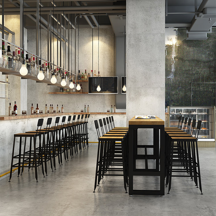Industrial 1/7/12 Pieces Bar Table Set Rectangle Pine Wood Counter Table with High Stools Clearhalo 'Bar Furniture' 'furn' 'furn_home_bar_bar_sets' 'Furniture' 'Home Bars & Bar Sets' 'home_bar_bar_sets' 'Kitchen & Dining Furniture' 5812628