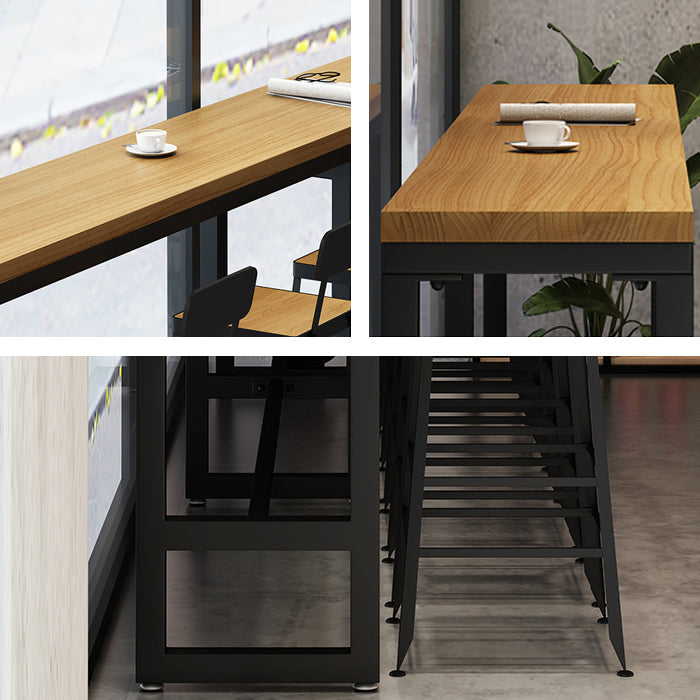 Industrial 1/7/12 Pieces Bar Table Set Rectangle Pine Wood Counter Table with High Stools Clearhalo 'Bar Furniture' 'furn' 'furn_home_bar_bar_sets' 'Furniture' 'Home Bars & Bar Sets' 'home_bar_bar_sets' 'Kitchen & Dining Furniture' 5812630