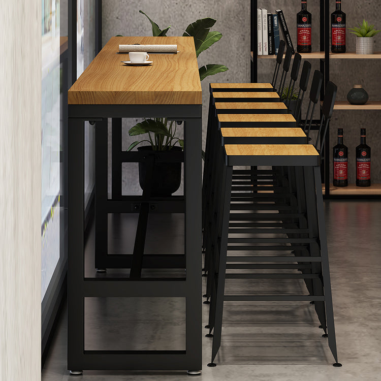 Industrial 1/7/12 Pieces Bar Table Set Rectangle Pine Wood Counter Table with High Stools Clearhalo 'Bar Furniture' 'furn' 'furn_home_bar_bar_sets' 'Furniture' 'Home Bars & Bar Sets' 'home_bar_bar_sets' 'Kitchen & Dining Furniture' 5812631
