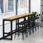 Industrial 1/7/12 Pieces Bar Table Set Rectangle Pine Wood Counter Table with High Stools 7 Pieces: Table, 6 Black Stools Clearhalo 'Bar Furniture' 'furn' 'furn_home_bar_bar_sets' 'Furniture' 'Home Bars & Bar Sets' 'home_bar_bar_sets' 'Kitchen & Dining Furniture' 5812633