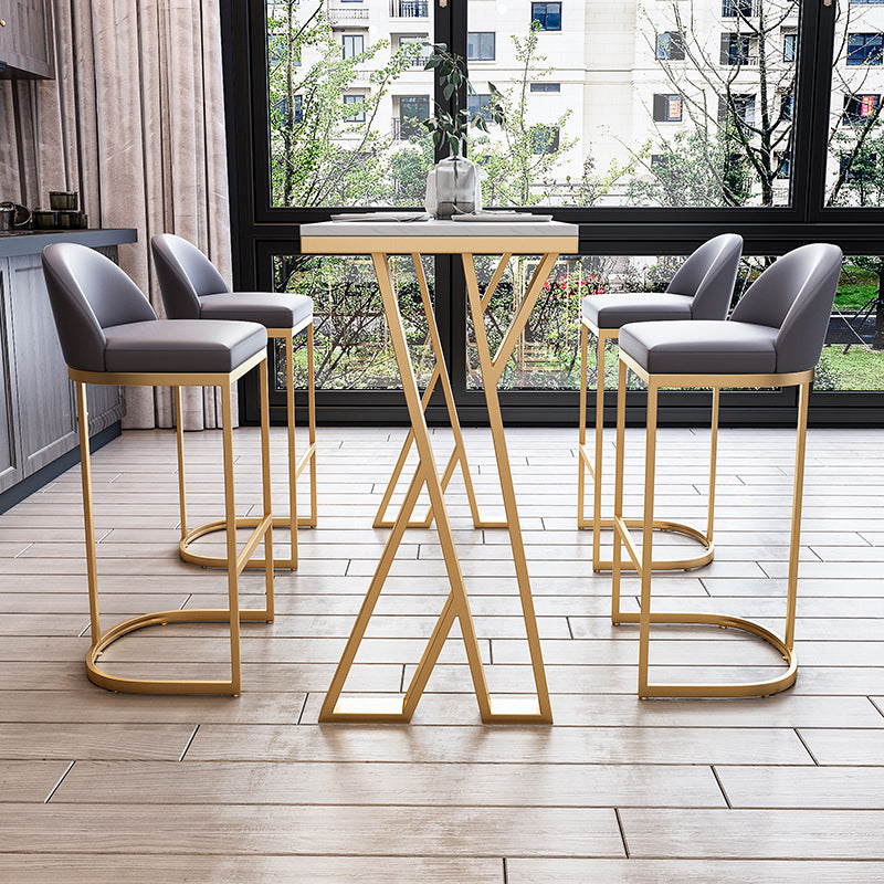Contemporary 1/2/3/5/7 Pieces Bar Table Set Rectangle Stone Bar Table with Bar Stool Clearhalo 'Bar Furniture' 'furn' 'furn_home_bar_bar_sets' 'Furniture' 'Home Bars & Bar Sets' 'home_bar_bar_sets' 'Kitchen & Dining Furniture' 5812653