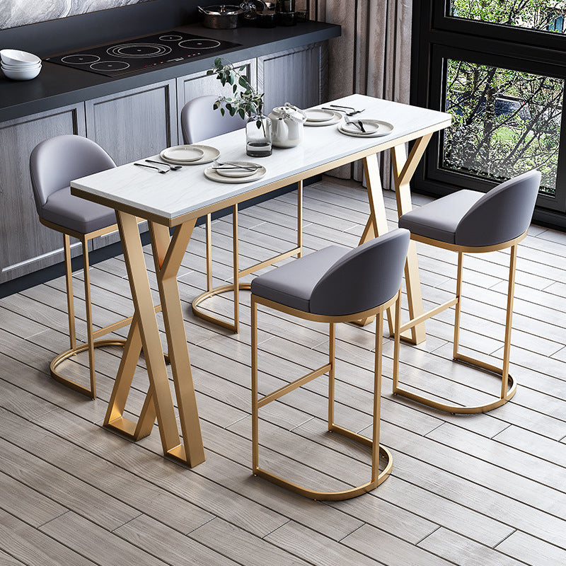 Contemporary 1/2/3/5/7 Pieces Bar Table Set Rectangle Stone Bar Table with Bar Stool Clearhalo 'Bar Furniture' 'furn' 'furn_home_bar_bar_sets' 'Furniture' 'Home Bars & Bar Sets' 'home_bar_bar_sets' 'Kitchen & Dining Furniture' 5812654