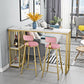 Glam 1/3 Pieces Bar Table Set Rectangle Stone Counter Table with High Stools for Cafe 3 Pieces: Table, 2 Pink Stools Clearhalo 'Bar Furniture' 'furn' 'furn_home_bar_bar_sets' 'Furniture' 'Home Bars & Bar Sets' 'home_bar_bar_sets' 'Kitchen & Dining Furniture' 5812679