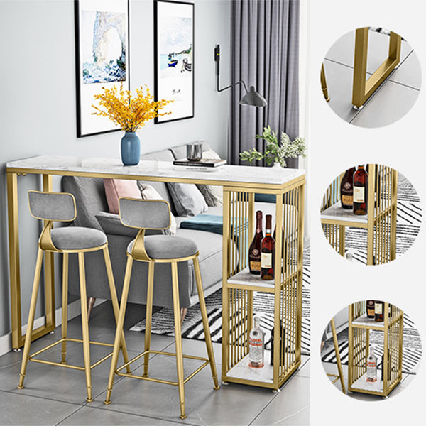 Glam 1/3 Pieces Bar Table Set Rectangle Stone Counter Table with High Stools for Cafe Clearhalo 'Bar Furniture' 'furn' 'furn_home_bar_bar_sets' 'Furniture' 'Home Bars & Bar Sets' 'home_bar_bar_sets' 'Kitchen & Dining Furniture' 5812684