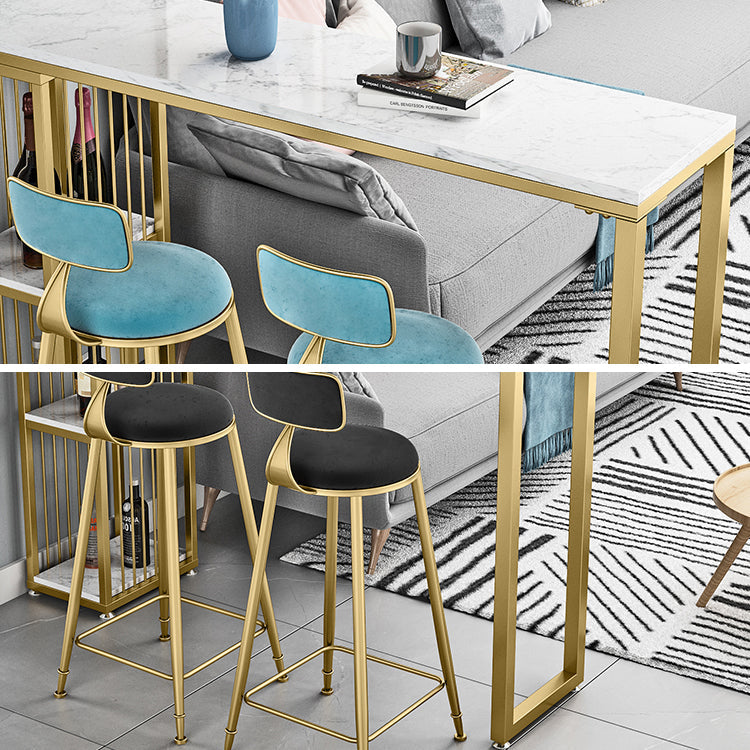Glam 1/3 Pieces Bar Table Set Rectangle Stone Counter Table with High Stools for Cafe Clearhalo 'Bar Furniture' 'furn' 'furn_home_bar_bar_sets' 'Furniture' 'Home Bars & Bar Sets' 'home_bar_bar_sets' 'Kitchen & Dining Furniture' 5812685
