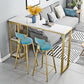Glam 1/3 Pieces Bar Table Set Rectangle Stone Counter Table with High Stools for Cafe 3 Pieces: Table, 2 Blue Stools Clearhalo 'Bar Furniture' 'furn' 'furn_home_bar_bar_sets' 'Furniture' 'Home Bars & Bar Sets' 'home_bar_bar_sets' 'Kitchen & Dining Furniture' 5812686