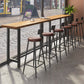 Modern Bar Table Set 1/7 Pieces Rectangle Pine Wood Counter Table for Shop 7 Pieces: Table, 6 Brown Stools Clearhalo 'Bar Furniture' 'furn' 'furn_home_bar_bar_sets' 'Furniture' 'Home Bars & Bar Sets' 'home_bar_bar_sets' 'Kitchen & Dining Furniture' 5812737