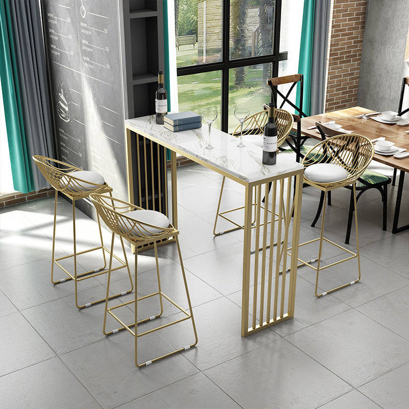 Juego de mesa de bar rectangular Glam, mesa de bar de piedra de 1/2/5 piezas con taburetes altos