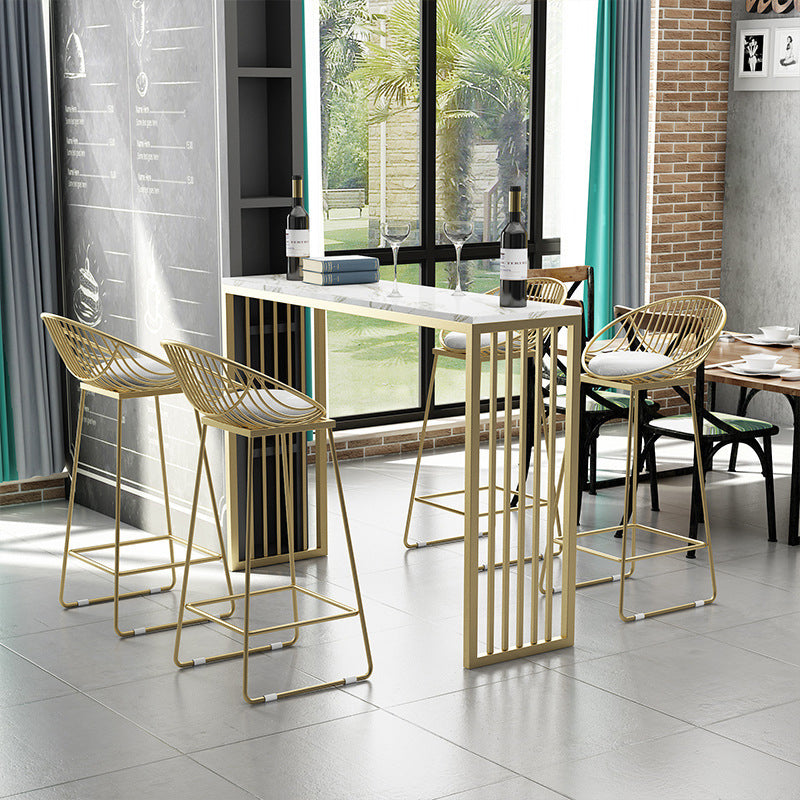 Juego de mesa de bar rectangular Glam, mesa de bar de piedra de 1/2/5 piezas con taburetes altos