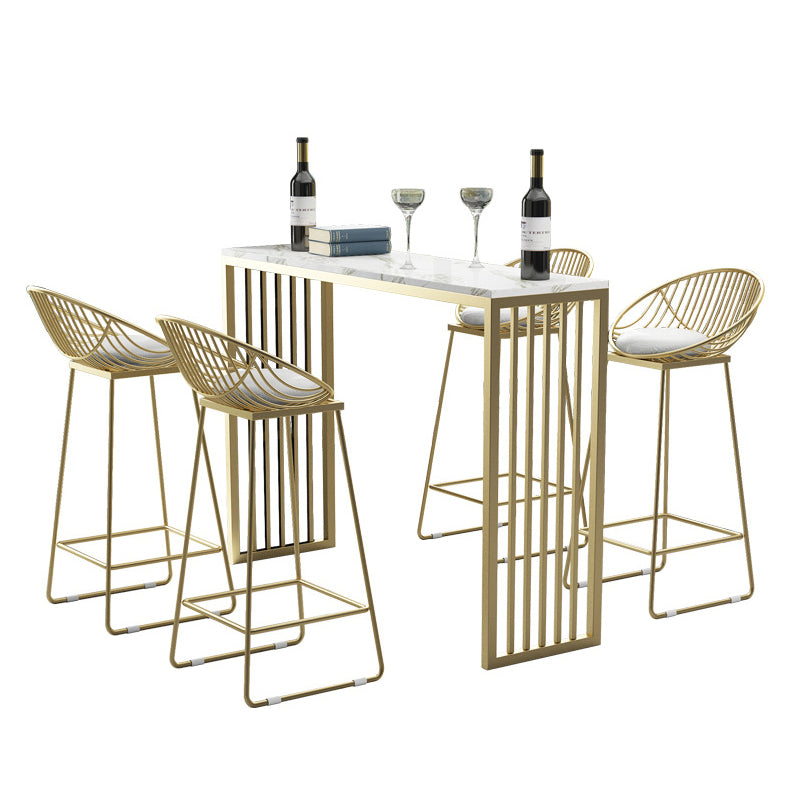 Glam Rectangle Bar Table Set 1/2/5 Pieces Stone Bar Table with High Stools Clearhalo 'Bar Furniture' 'furn' 'furn_home_bar_bar_sets' 'Furniture' 'Home Bars & Bar Sets' 'home_bar_bar_sets' 'Kitchen & Dining Furniture' 5812768
