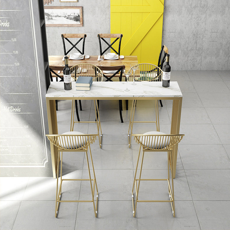Juego de mesa de bar rectangular Glam, mesa de bar de piedra de 1/2/5 piezas con taburetes altos