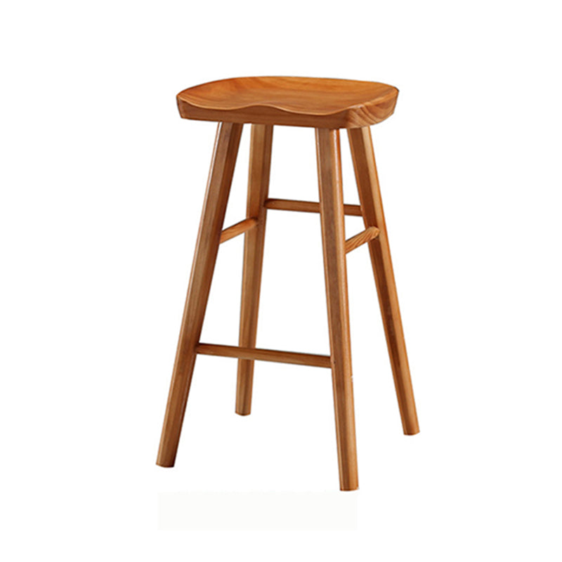 Modern Backless Counter Stool Armless Solid Wood Footrest Bar Stool Distressed Wood 1 Piece Counter Stool(26"H) Clearhalo 'Bar Furniture' 'Bar Stools' 'bar_stools' 'furn' 'furn_bar_stools' 'Furniture' 'Kitchen & Dining Furniture' 5812830