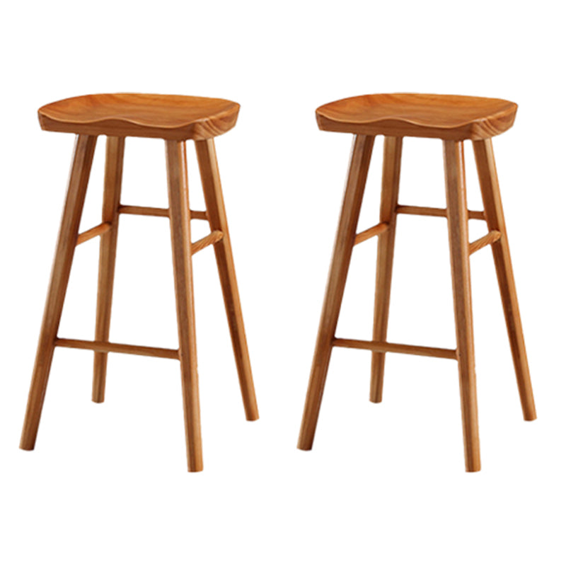 Modern Backless Counter Stool Armless Solid Wood Footrest Bar Stool Distressed Wood 2 Piece Set Counter Stool(26"H) Clearhalo 'Bar Furniture' 'Bar Stools' 'bar_stools' 'furn' 'furn_bar_stools' 'Furniture' 'Kitchen & Dining Furniture' 5812843