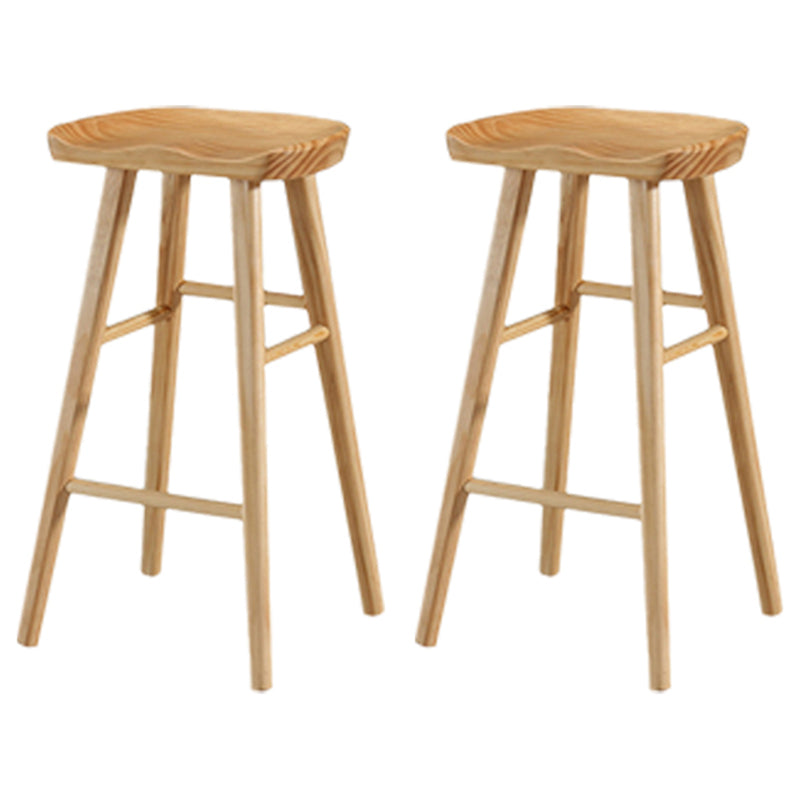 Modern Backless Counter Stool Armless Solid Wood Footrest Bar Stool Wood 2 Piece Set Bar Stool(30"H) Clearhalo 'Bar Furniture' 'Bar Stools' 'bar_stools' 'furn' 'furn_bar_stools' 'Furniture' 'Kitchen & Dining Furniture' 5812844